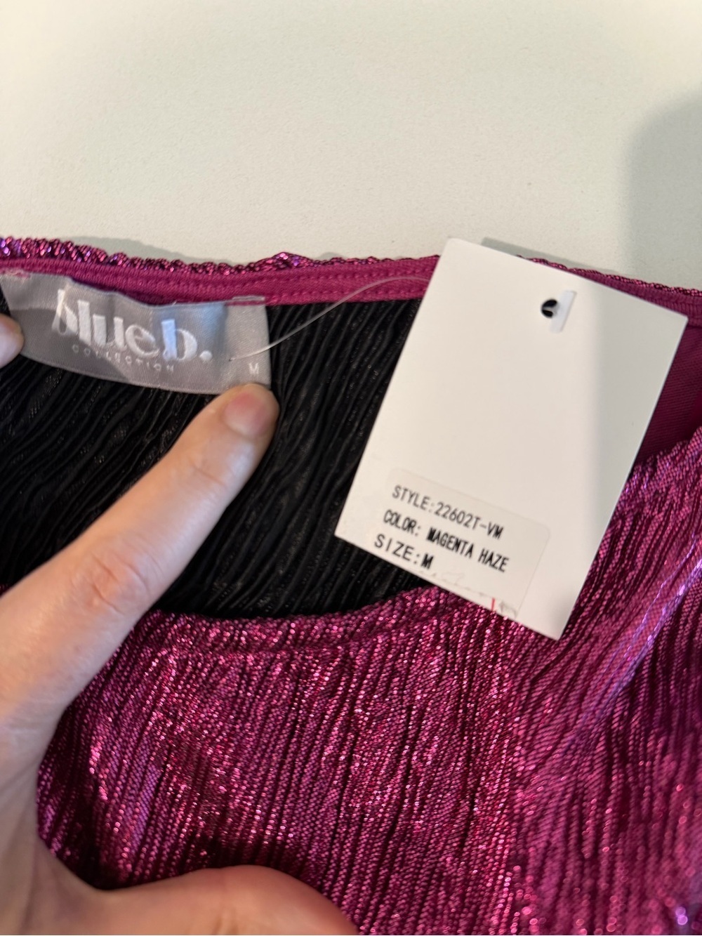 NWT One-Shoulder Fuchsia Crinkle Blouse - Women Tops - Picture 7 of 8